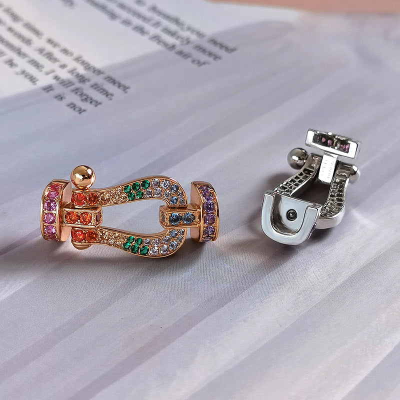 TimiFORC LARGE HORSESHOE  COLORED DIAMOND BRACELET SILVER