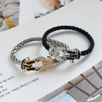 TimiFORCE LARGE HORSESHOE BLACK WHITE DIAMOND BRACELET ROSE GOLD