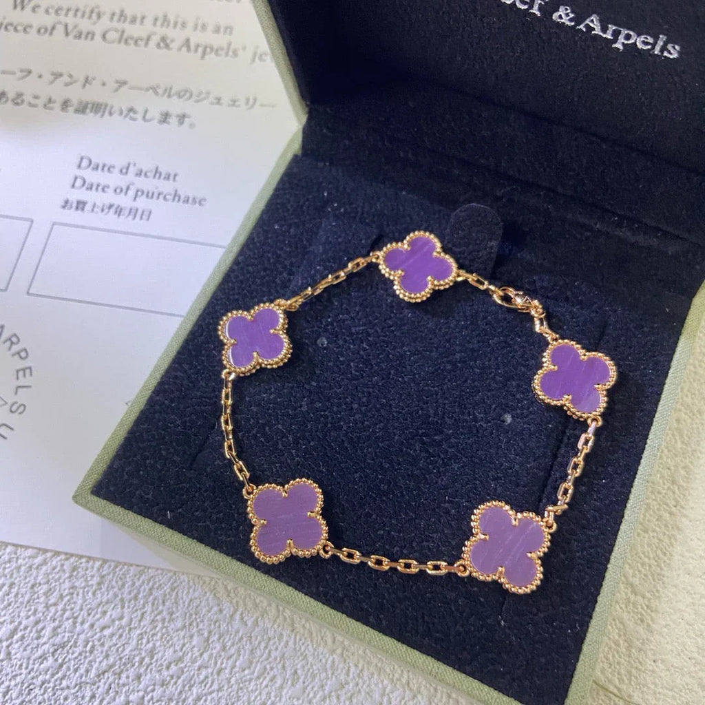 [Timi]New  CLOVER 5 MOTIF VIOLET BRACELET COLLECTION