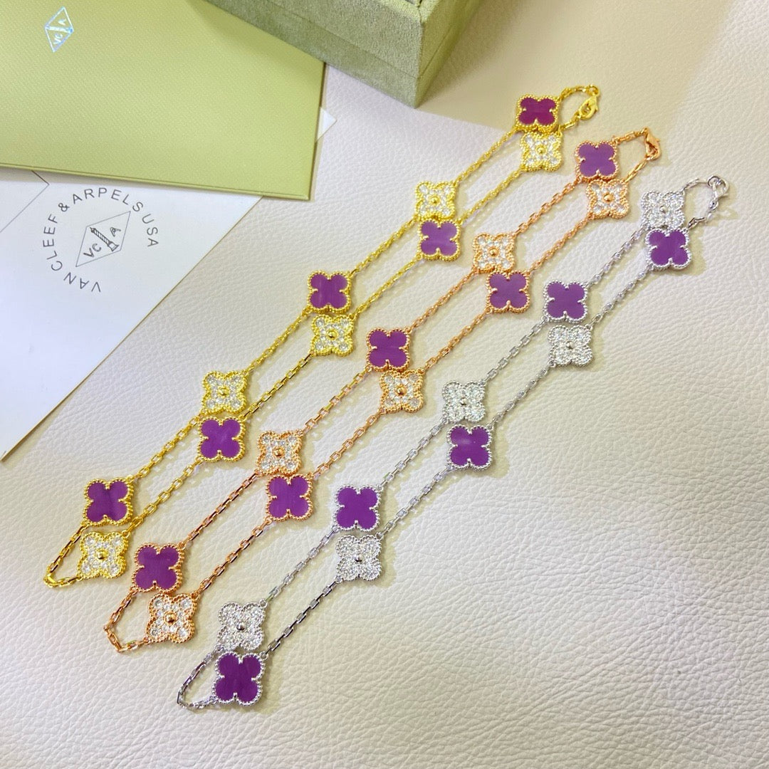 TimiCLOVER 10 MOTIFS  PURPLE VIOLET DIAMOND NECKLACE