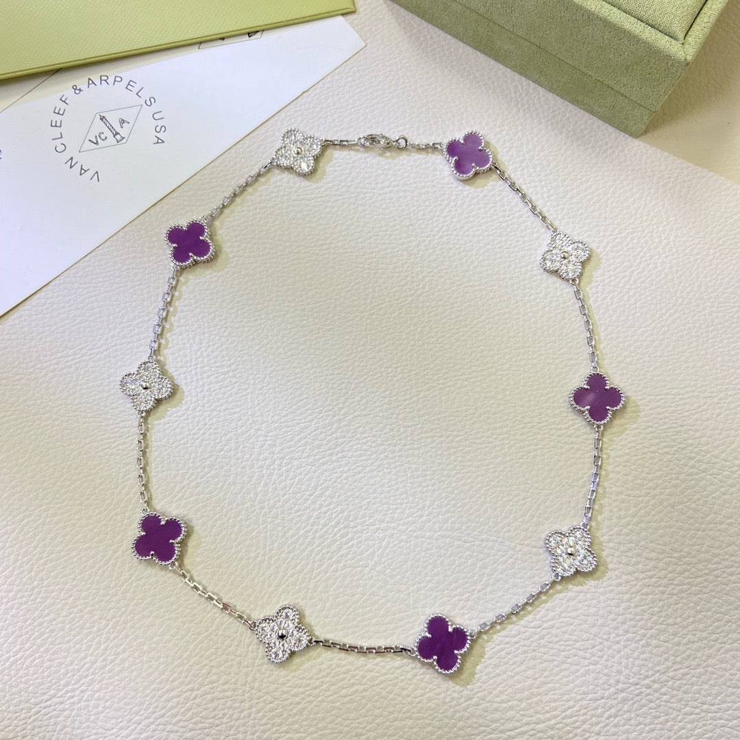 TimiCLOVER 10 MOTIFS  PURPLE VIOLET DIAMOND NECKLACE