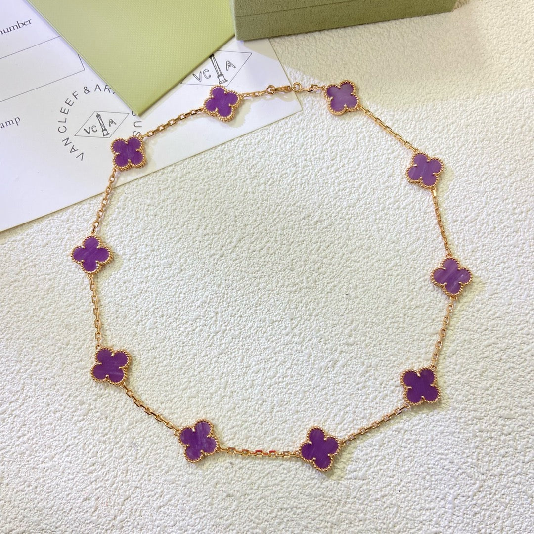 TimiCLOVER 10 MOTIFS  PURPLE VIOLET  NECKLACE