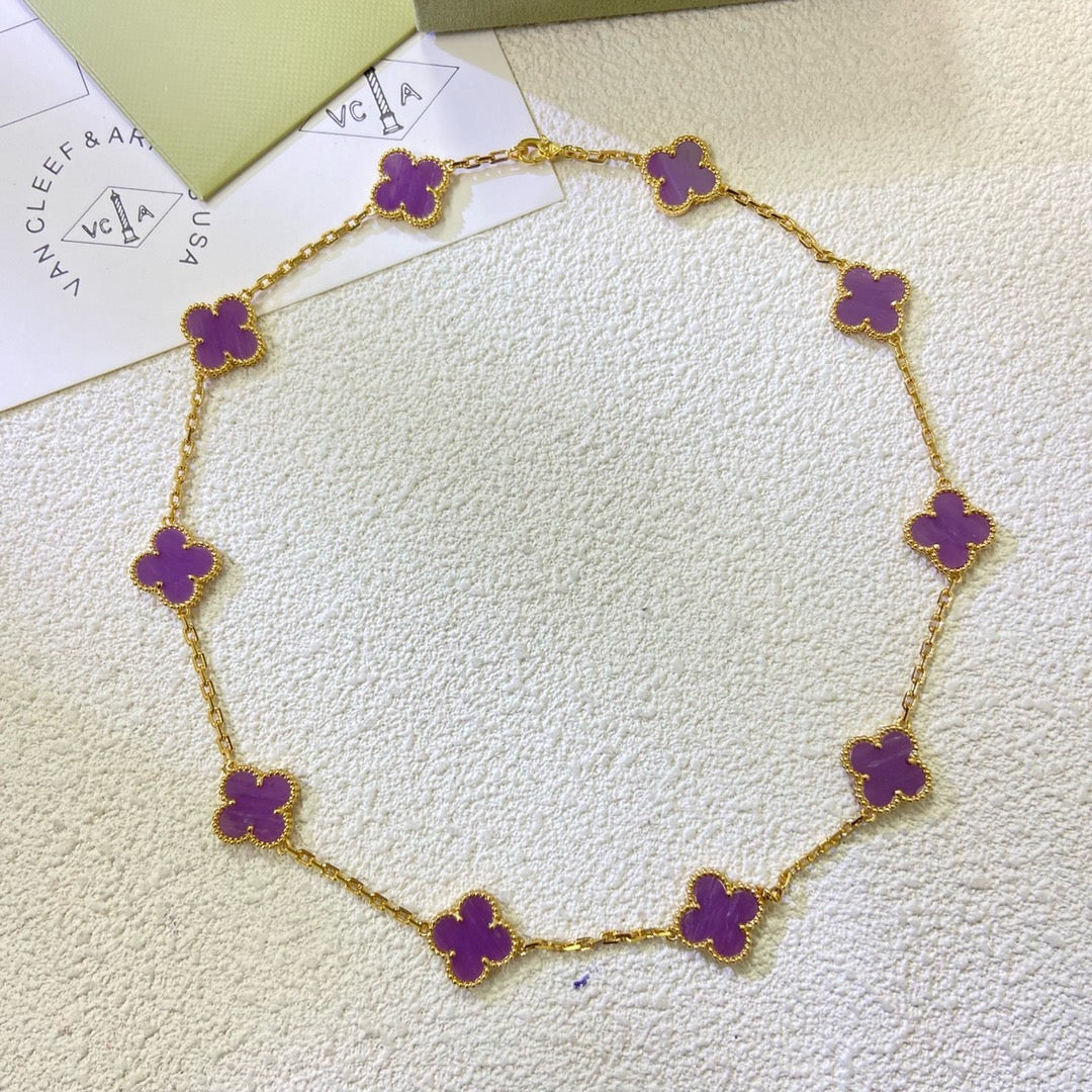 TimiCLOVER 10 MOTIFS  PURPLE VIOLET  NECKLACE