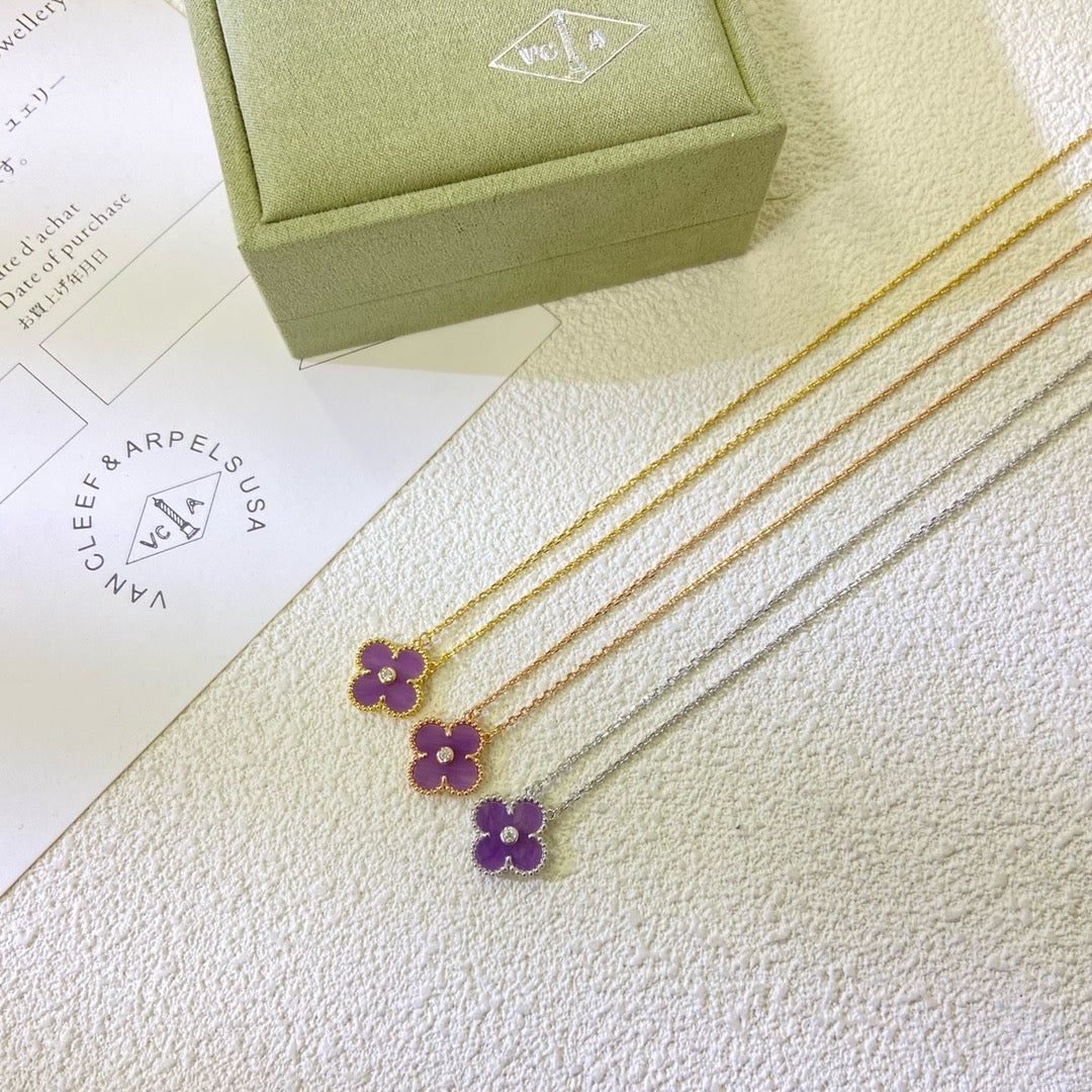 TimiCLOVER 15MM DIAMOND  PURPLE VIOLET NECKLACE
