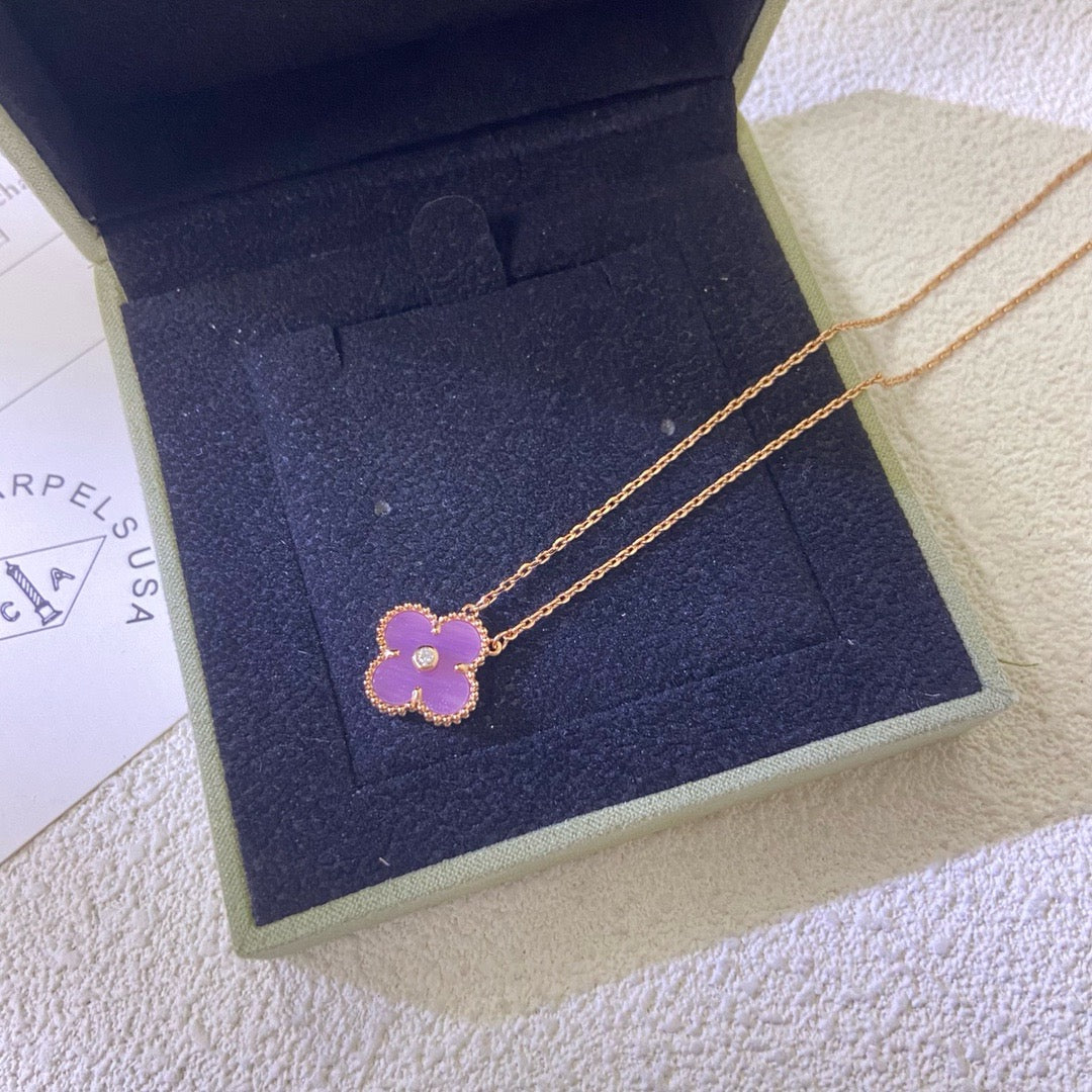 TimiCLOVER 15MM DIAMOND  PURPLE VIOLET NECKLACE