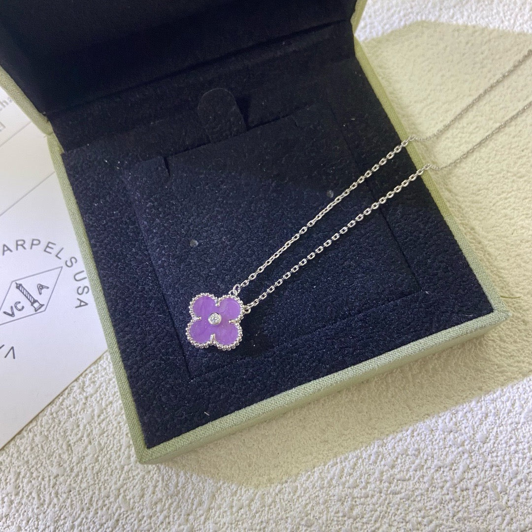 TimiCLOVER 15MM DIAMOND  PURPLE VIOLET NECKLACE