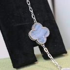 [Timi]New  CLOVER 5 MOTIF PURPLE CHALCEDONY BRACELET COLLECTION