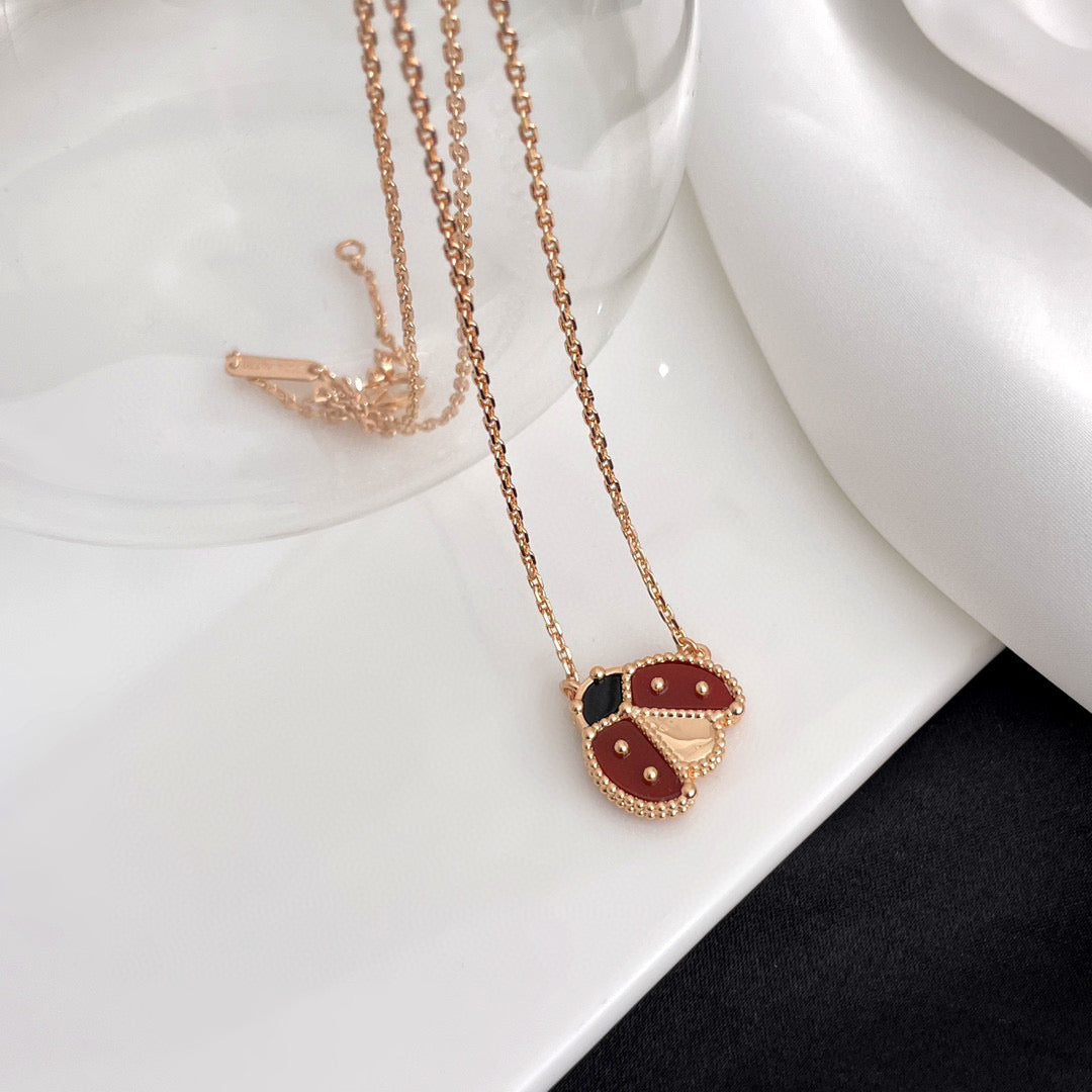 TimiLUCKY  CARNELIANS LADYBUG NECKLACE