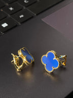 [Timi] CLOVER LARGE (20mm) 1 MOTIFS BLUE MOP STUD EARRINGS