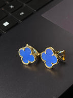 [Timi] CLOVER LARGE (20mm) 1 MOTIFS BLUE MOP STUD EARRINGS