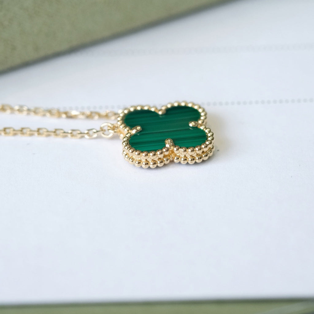 TimiCLOVER 15MM MALACHITE SINGLE FLOWER  NECKLACE