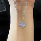 TimiCLOVER 15MM BLUE CHALCEDONY NECKLACE SILVER