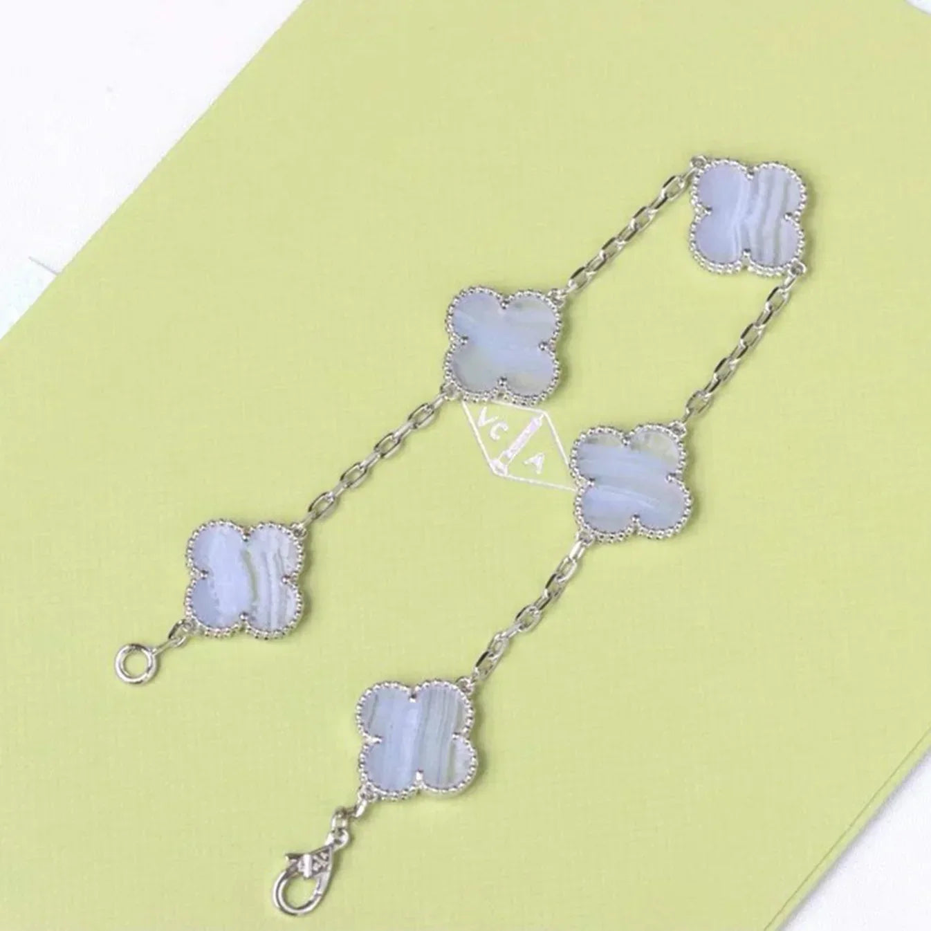 [Timi]New  CLOVER 5 MOTIF PURPLE CHALCEDONY BRACELET COLLECTION