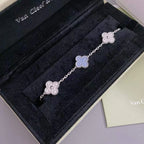 [Timi]New  CLOVER 5 MOTIF PURPLE CHALCEDONY BRACELET COLLECTION