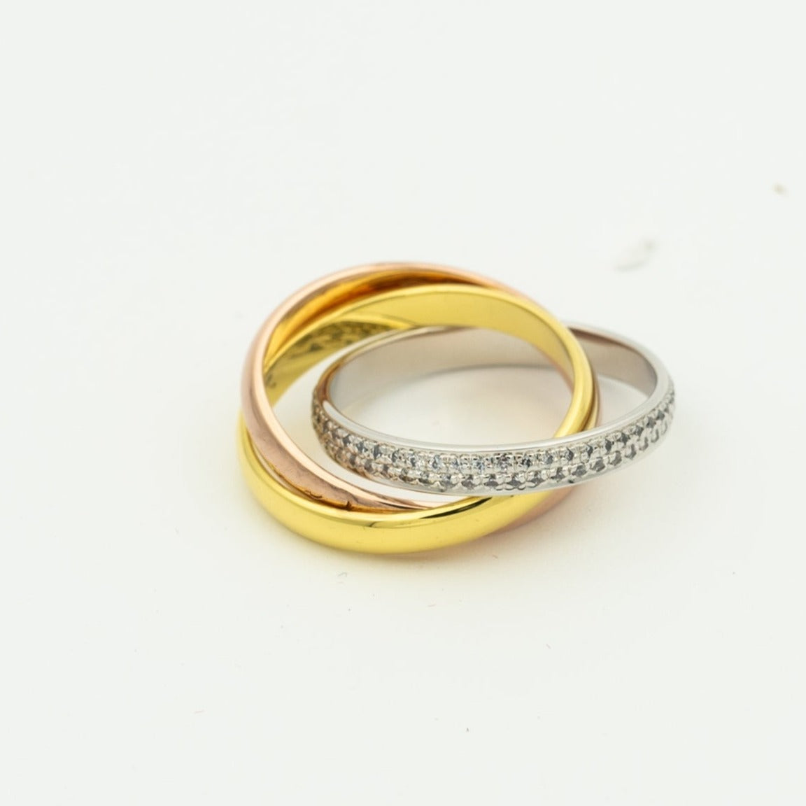 TimiTRINITY RING GOLD PINK GOLD SILVER DIAMONDS