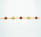 [Timi]New  CLOVER 5 MOTIF RED CORNELIAN BRACELET COLLECTION