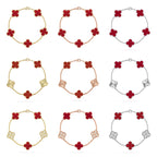 [Timi]New CLOVER 5 MOTIF RED PATTERN BRACELET COLLECTION
