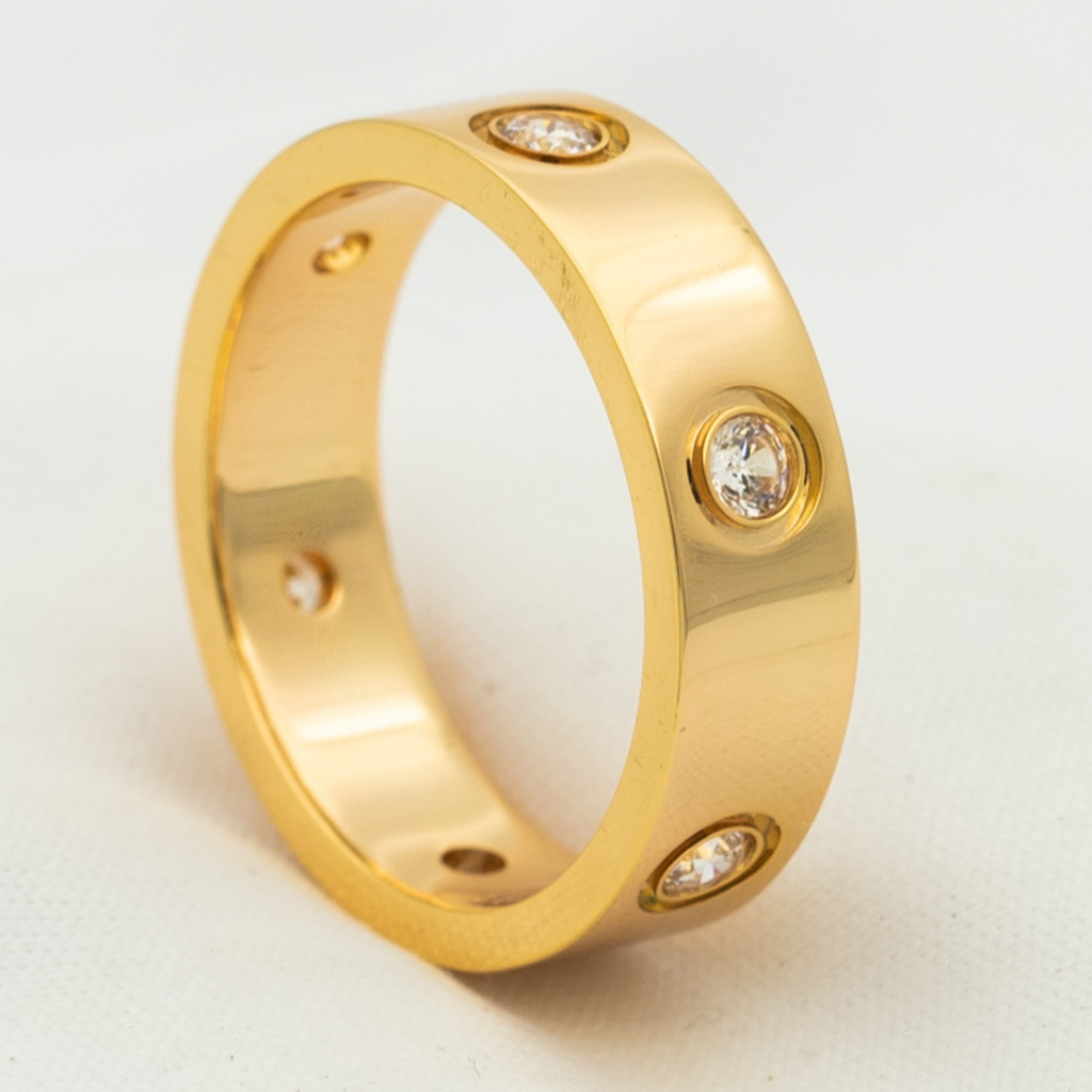 TimiLOVE RING 5.5MM 6 DIAMONDS PINK GOLD