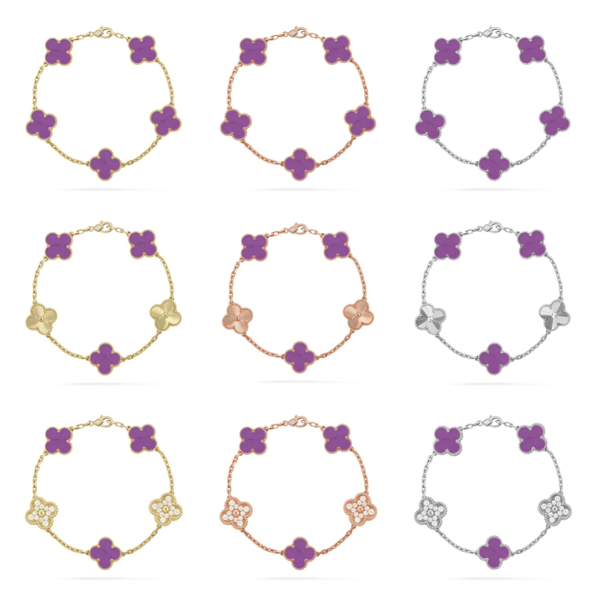 [Timi]New  CLOVER 5 MOTIF VIOLET BRACELET COLLECTION
