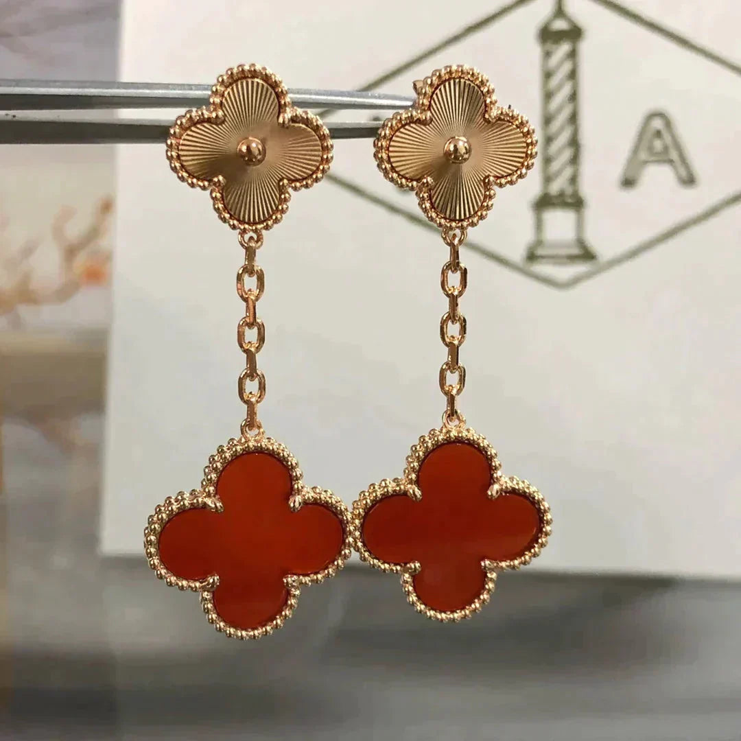 TimiCLOVER 2 MOTIF  LASER CARNELIAN EARRINGS