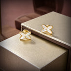 TimiJEUX DE WHITE MOP GOLD DIAMOND EARRINGS