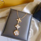 TimiCOLOR BLOSSOM LARIAT NECKLACE PINK GOLD WHITE MOTHER PEARL AND DIAMOND