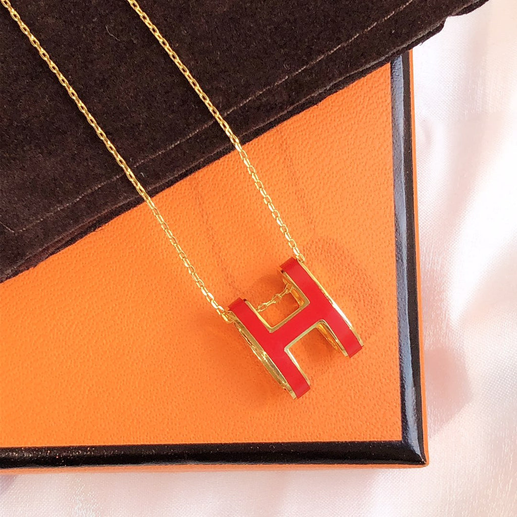 TimiHM CLIC RED ENAMEL GOLD NECKLACE