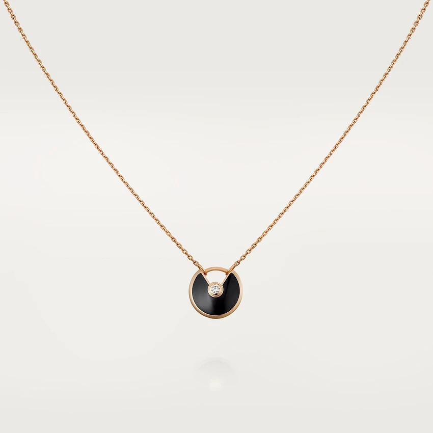 TimiAMULETTE ROSE GOLD ONYX NECKLACE