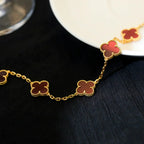 [Timi]New  CLOVER 5 MOTIF RED CORNELIAN BRACELET COLLECTION