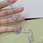 [Timi]New  CLOVER 5 MOTIF PURPLE CHALCEDONY BRACELET COLLECTION
