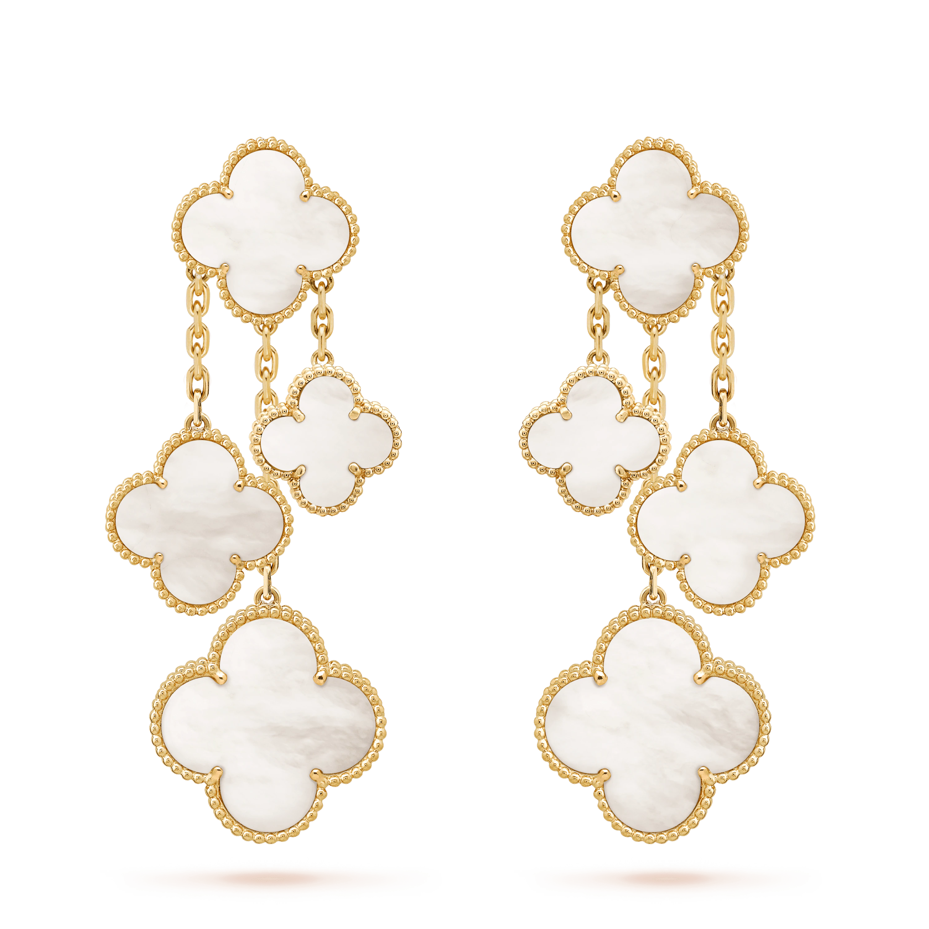 TimiCLOVER EARRINGS WHITE MOP 4 MOTIFS GOLD