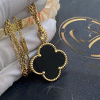 TimiCLOVER 25MM GOLD ONYX BIG CLOVER NECKLACE