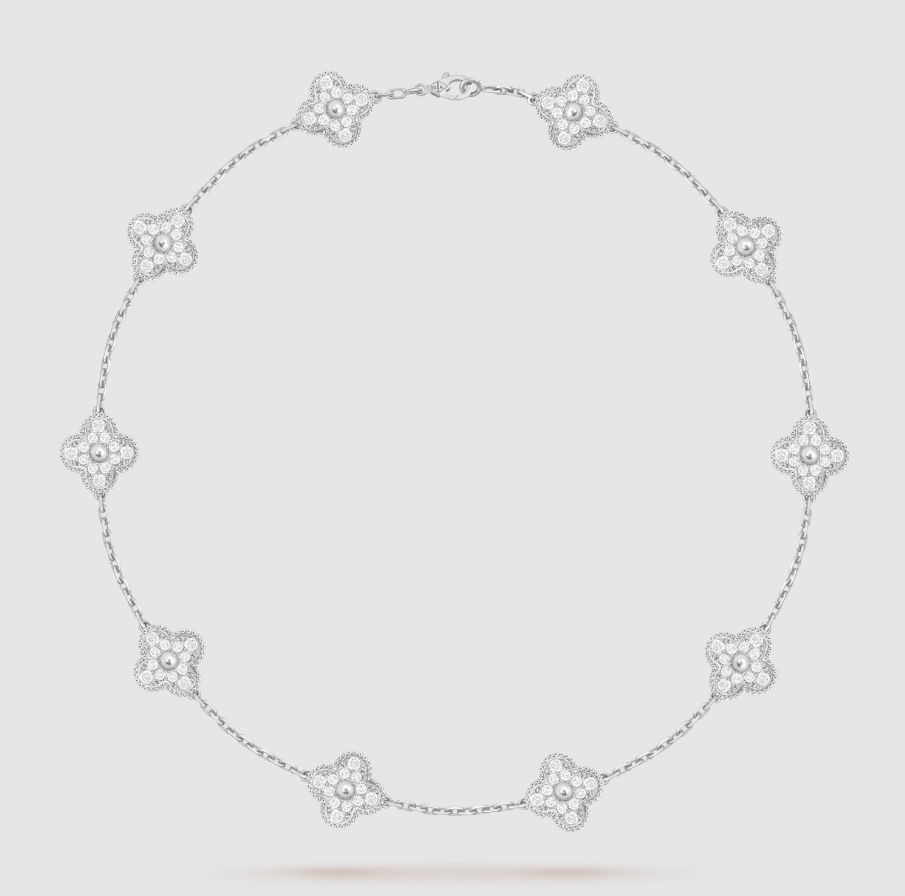 [Timi]CLOVER 10 MOTIFS FULL DIAMOND NECKLACE