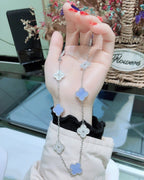 TimiCLOVER 10 MOTIFS CHALCEDONY DIAMONDS SILVER NECKLACE