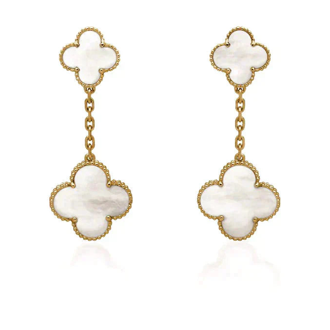 TimiCLOVER 2 MOTIF WHITE MOP EARRINGS