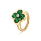 TimiCLOVER MALACHITE RING GOLD DIAMOND